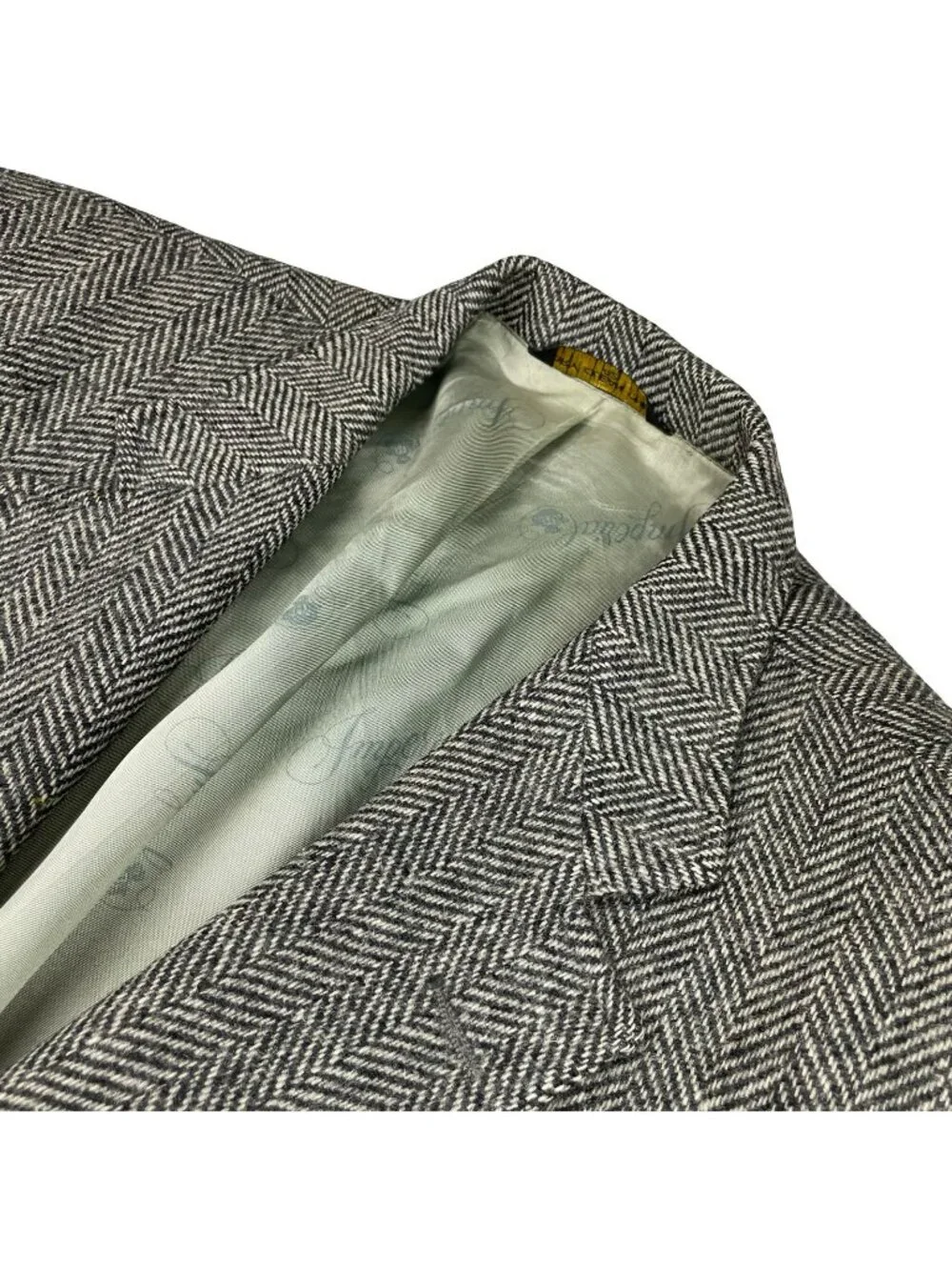 VTG Imperial Haggar Men's 100% Wool Tweed Blazer Gray Herringbone • USA • 42R